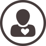 Dark icon picture of a person with heart symbol