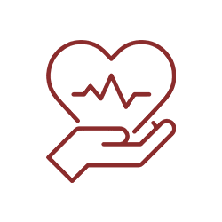 Icon of Disease group, hand holding a heart symbol