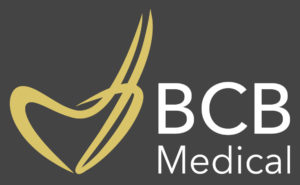 Symbol of heart and company name BCB medical